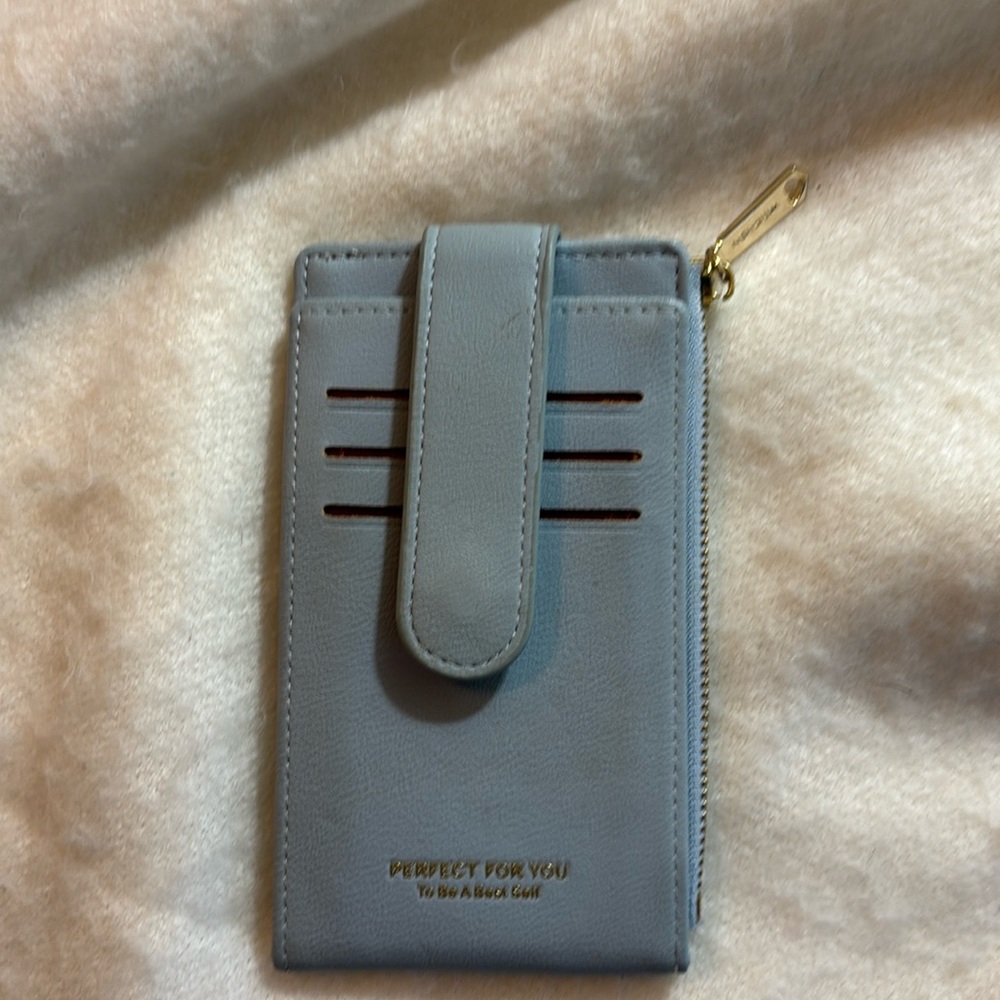PERFECT FOR YOU Wallet Card Holder ID Zip Change Snap Closure Light Blue